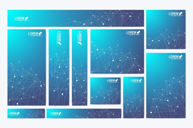 科学的な標準サイズのバナー幾何学的抽象プレゼンテーション医療科学技術化学