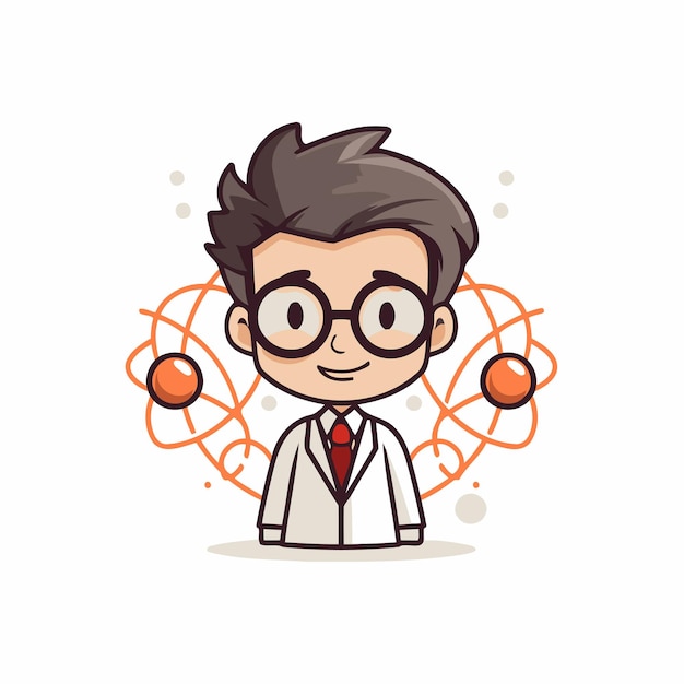 Scientist Boy Vector Icon Science Education Cartoon Character Design Illustration