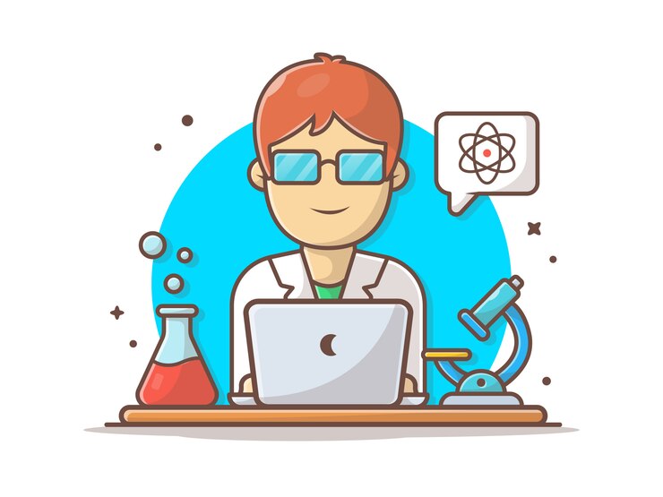 Vector scientist character vector icon illustration