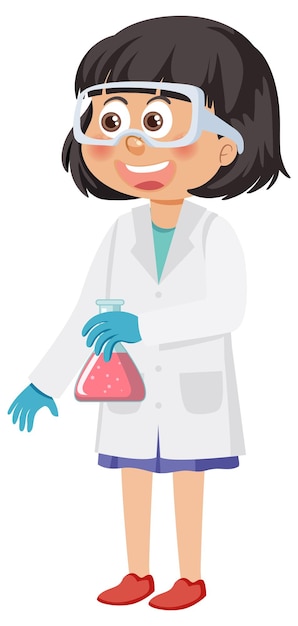 Vector scientist girl wearing gown outfit