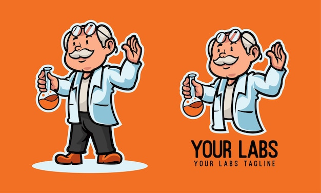 A scientist holding a test tube mascot logo