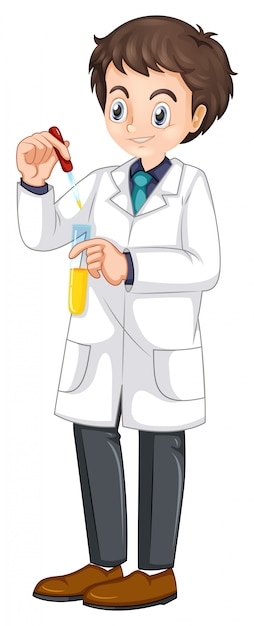 Scientist holding test tube on white background