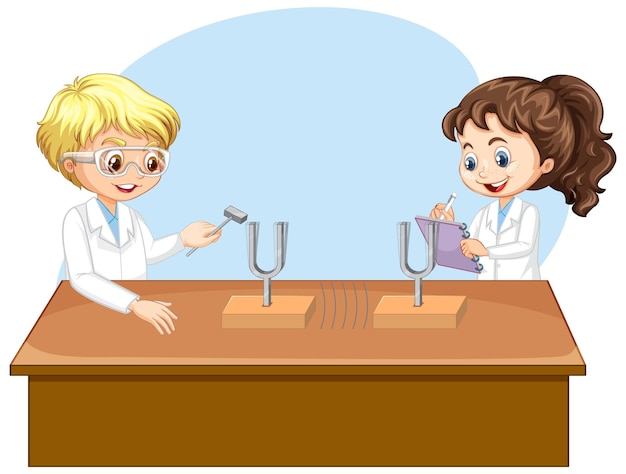 Scientist kids doing science experiment