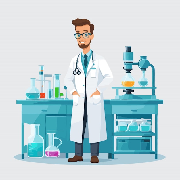 Scientist in Lab vector on white background
