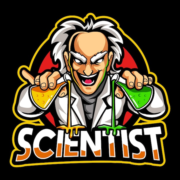 Scientist Mascot Logo Design geïsoleerd