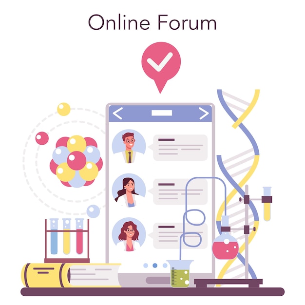 Scientist online service or platform illustration