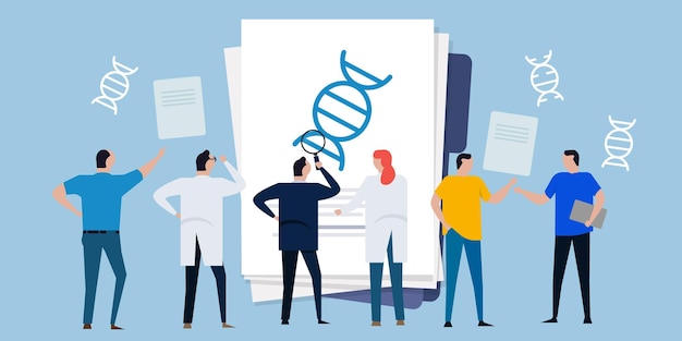 Vector scientist researching gene editing crisprcas technology dna molecular biology