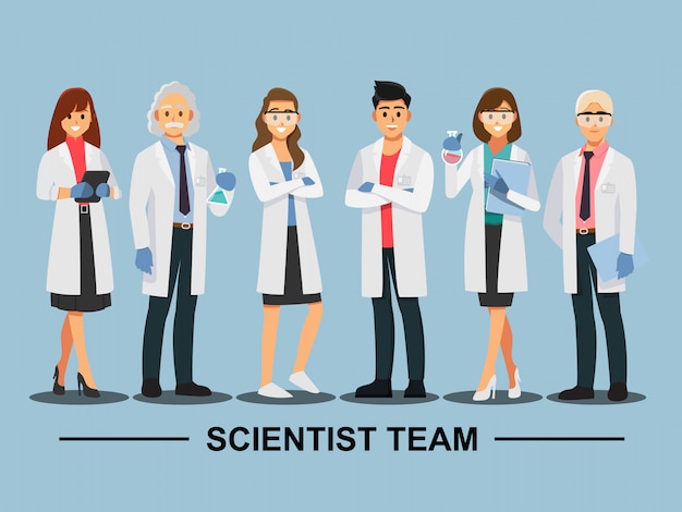 Vector scientist teamwork , vector illustration cartoon character.