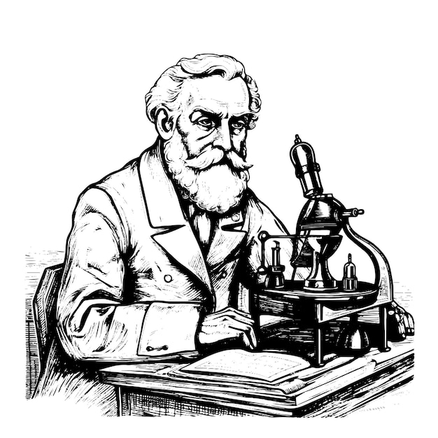 Scientist vector drawing Isolated hand drawn engraved style illustration