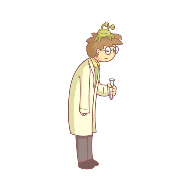 Scientist With A Lazy Monster On The Head