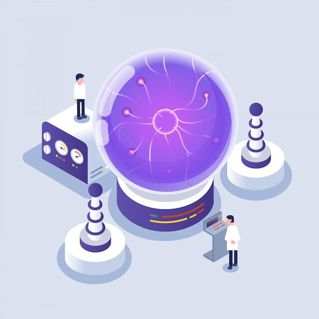 Vector scientist working in laboratory / isometric icons