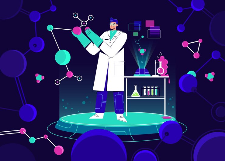Vector scientist working in laboratory.