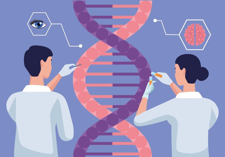 Vector scientists with dna