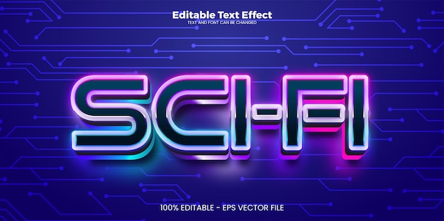 현대 트렌드 스타일의 SF 편집 가능한 텍스트 효과