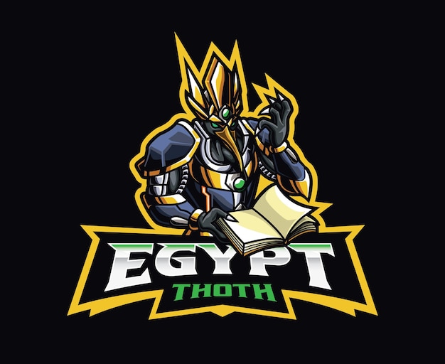 Disegno del logo della mascotte di scifi egypt thoth