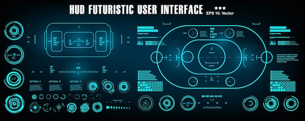 Scifi futuristic blue hud dashboard display virtual reality technology screen