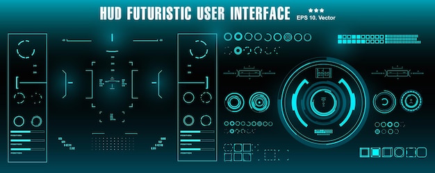 ベクトル scifiの未来的な青いhudダッシュボードはバーチャルリアリティテクノロジー画面を表示します