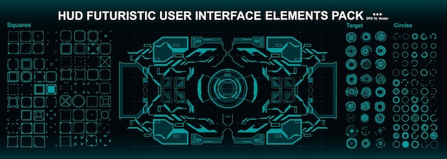 Vector scifi futuristic hud dashboard display virtual reality technology screen hud interface elements