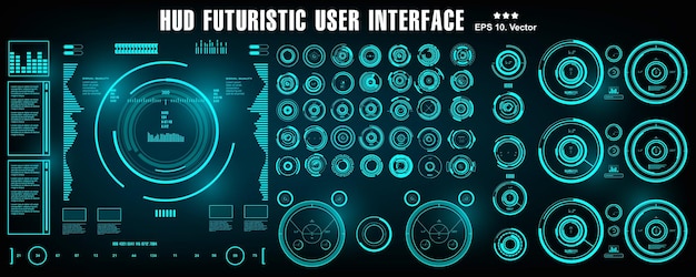Scifi futuristic hud dashboard display virtual reality technology screen target