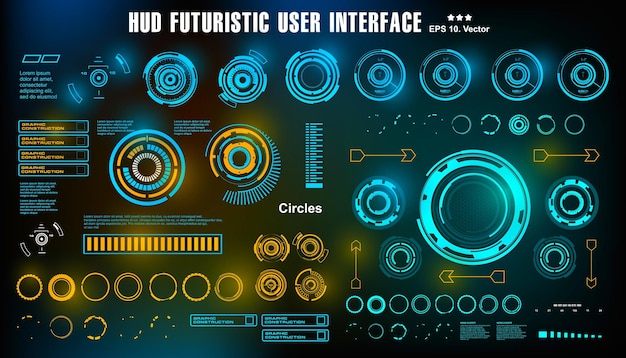 Scifi futuristic hud dashboard display virtual reality technology screen target