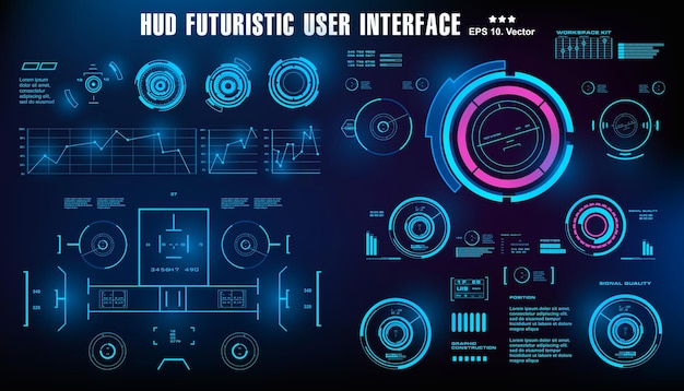 Scifi futuristic hud dashboard display virtual reality technology screen target