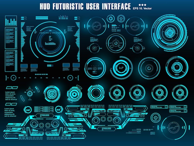 Scifi futuristic hud dashboard display virtual reality technology screen target