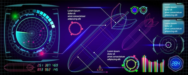 Scifi futuristic HUD dashboard display virtual reality technology screen