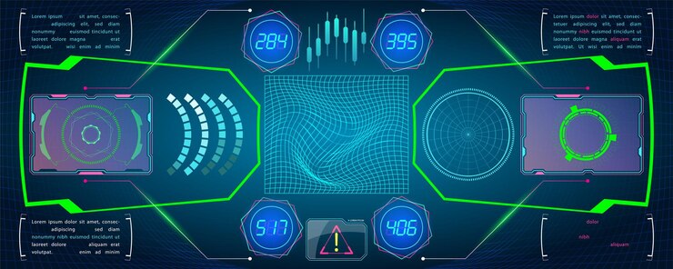 Vector scifi futuristic hud dashboard display virtual reality technology screen