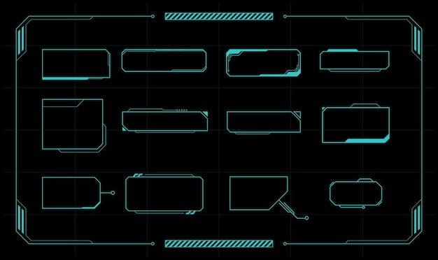 Scifi futuristisch hud dashboard display virtual reality technologie scherm Futuristische gebruikersinterface set Statistische gegevens informatie infografie Vector illustratie