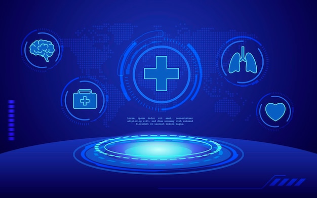 Scifi gezondheidszorg banner hologram futuristische interface medische futuristische banner