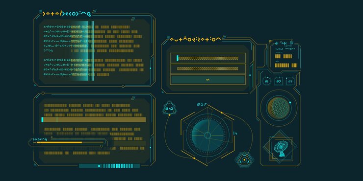Vector scifi hud interface for data research