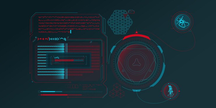 Vector scifi hud interface for data research
