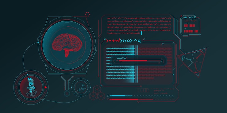 Vector scifi hud interface for data research