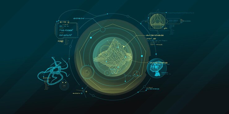 Vector scifi hud interface for data research
