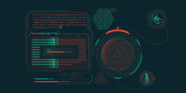 Vector scifi hud interface for data research