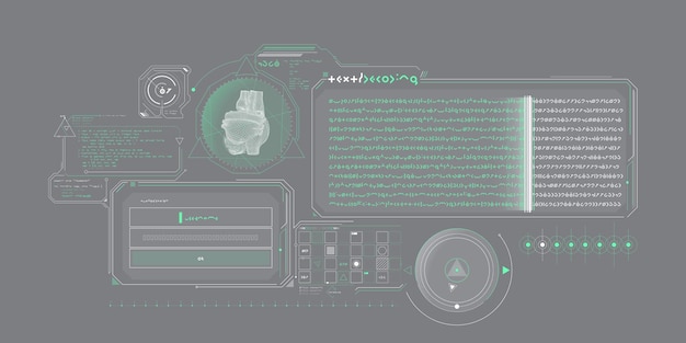 Vector scifi hud interface for data research