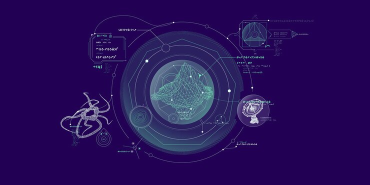 Vector scifi hud interface for data research