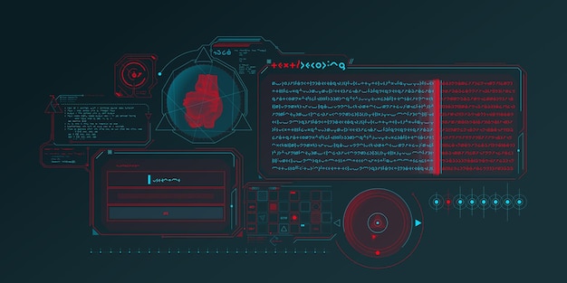Vector scifi hud-interface voor gegevensonderzoek