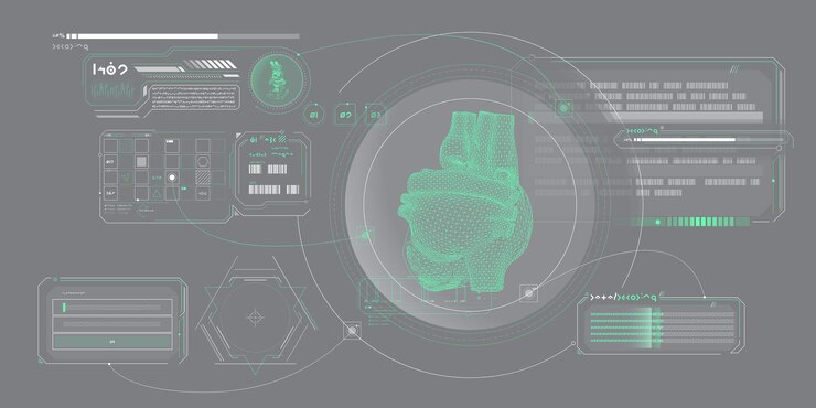 Vector scifi medical research program interface