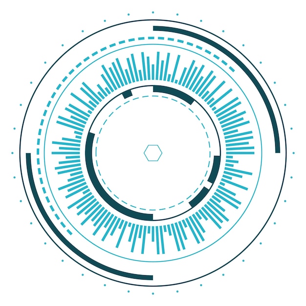 Scifi ui ronde indicator Digitaal hud-element dat op witte achtergrond wordt geïsoleerd