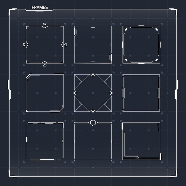 벡터 공상 과학 ui 사각형 프레임