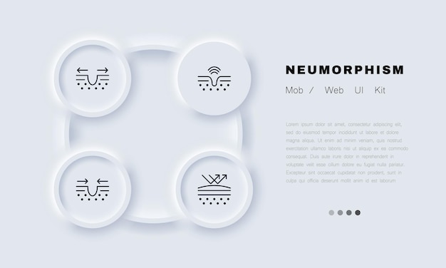 Icona del set di protezione per la pelle crema per la cura della pelle protezione solare per la pulizia dei pori protezione per l'acne idratazione del concetto di pelle stile neomorfismo icona della linea vettoriale per il business e la pubblicità