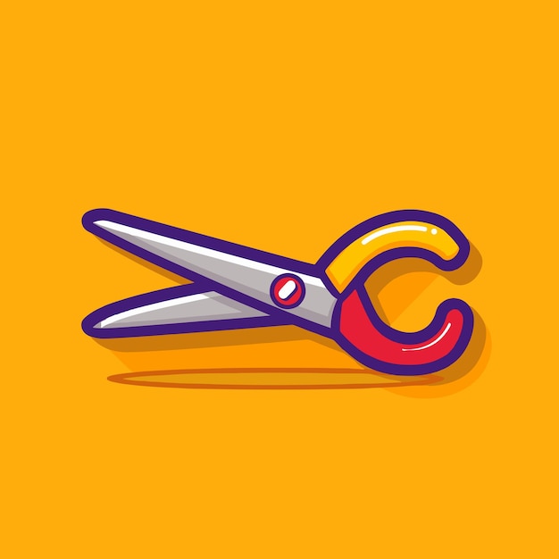 Scissor cartoon drawing flat vector illustration