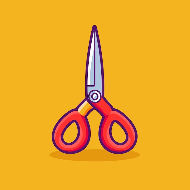 Vector scissor cartoon drawing flat vector illustration