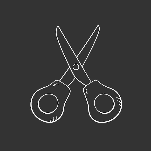 Scissor in doodle style vector illustration Back to school concept graphic sketch on chalk board