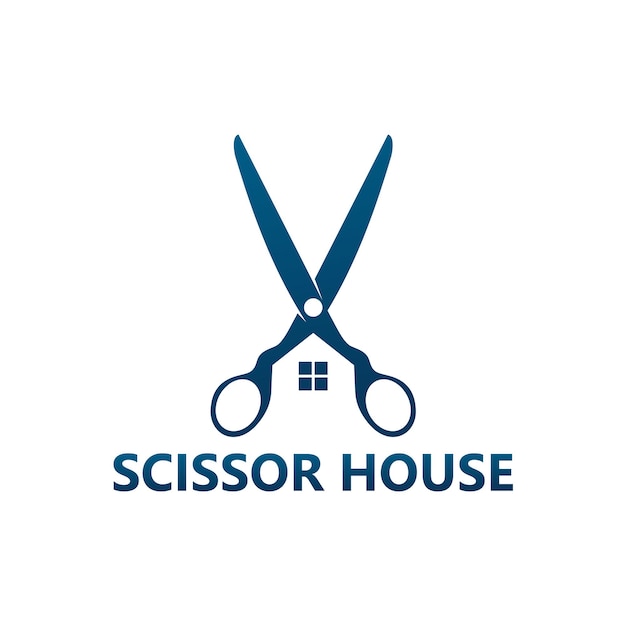 Дизайн шаблона логотипа ножничный дом