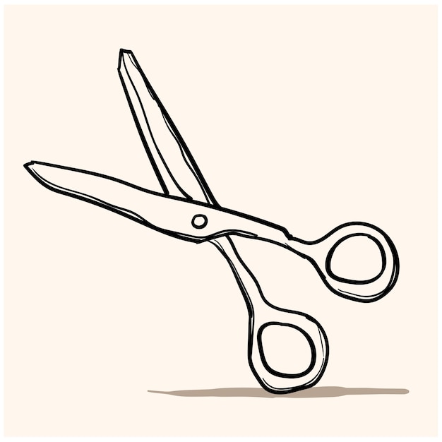 scissor icon doodle with background cream