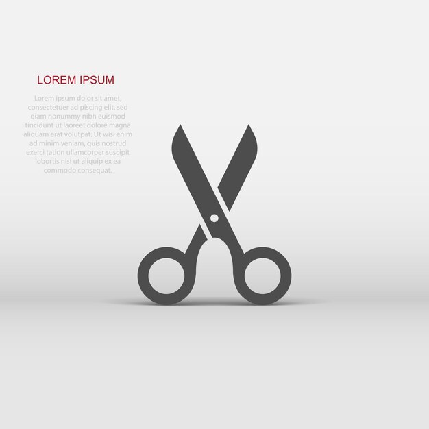 Scissor icon in flat style Cut equipment vector illustration on white isolated background Cutter business concept