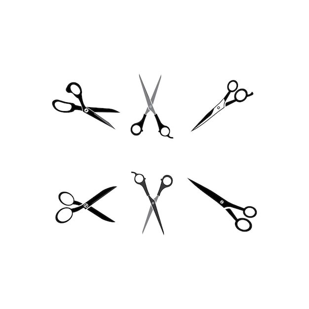 Illustrazione dell'icona vettoriale del modello di logo a forbice