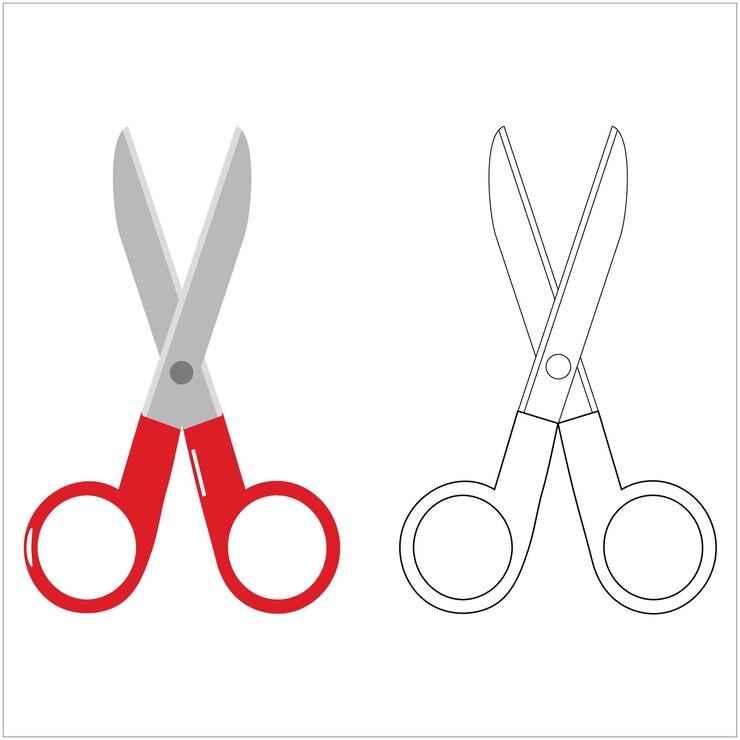 Vector scissor outline with color clip art image